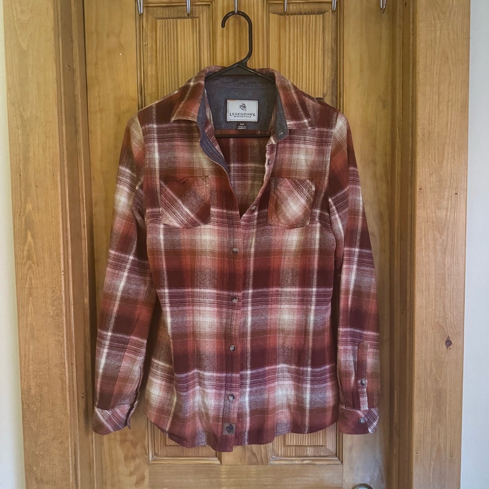 Legendary Whitetails Shirt Women's Plaid Button Up Collared Work